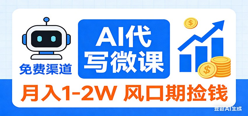 2026告别打工！AI 代写微课，提供免费渠道，月入 1-2W 风口期捡钱 - 来及网络