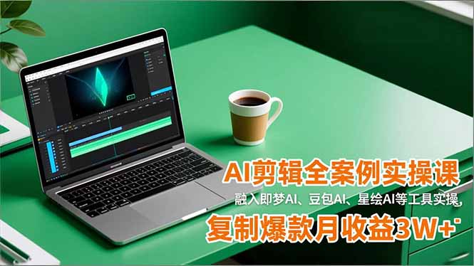 AI剪辑全案例实操课，融入即梦AI、豆包AI、星绘AI等工具实操，复制爆款月收益3W+ - 来及网络