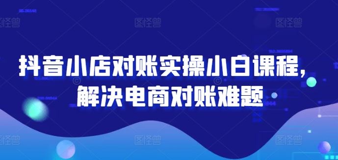 抖音小店对账实操小白课程，解决电商对账难题 - 来及网络