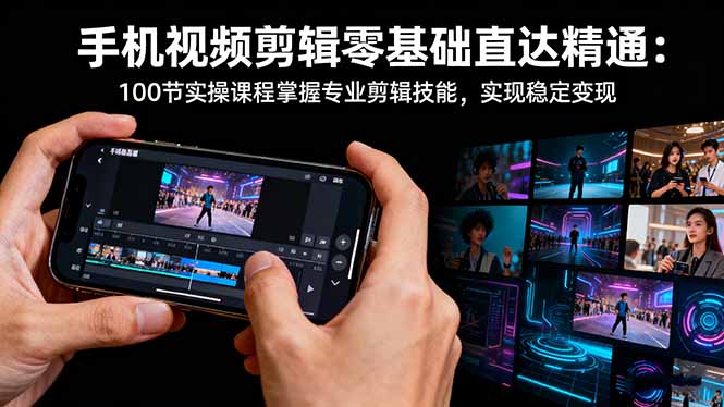 手机视频剪辑零基础直达精通：100节实操课程掌握专业剪辑技能，实现稳… - 来及网络