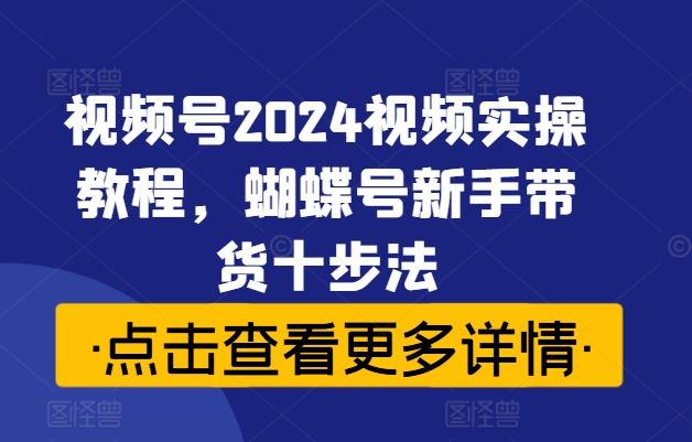 视频号2024视频实操教程，蝴蝶号新手带货十步法 - 来及网络