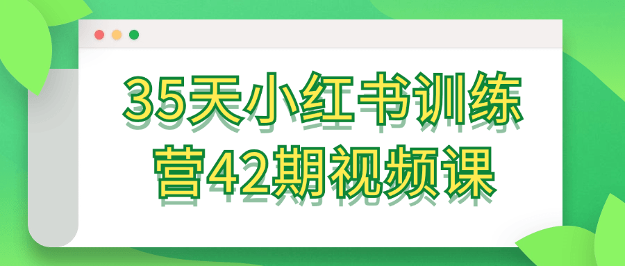 35天小红书训练营42期视频课 - 来及网络
