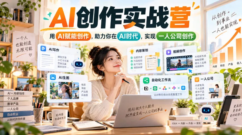AI创作实战营，用AI赋能创作，助力你在AI时代，实现一人公司创作(更新) - 来及网络