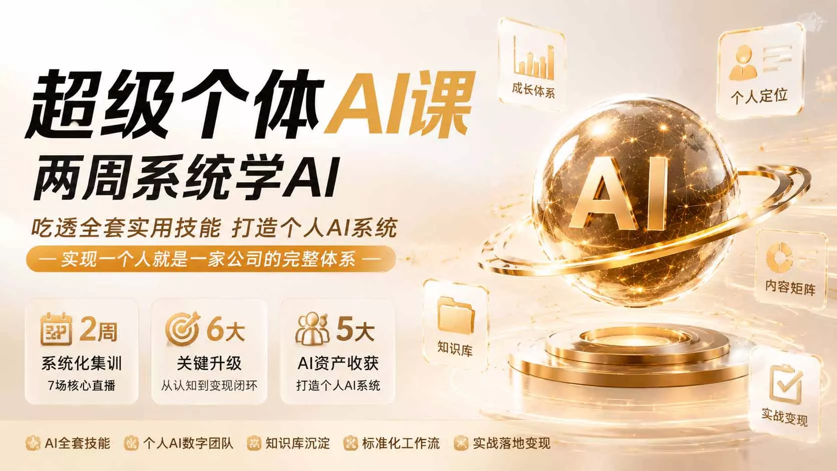 超级个体AI课 两周系统学AI；吃透全套实用技能打造个人AI系统，实现一个人就是一家公司的完整体系(更新0823 - 来及网络