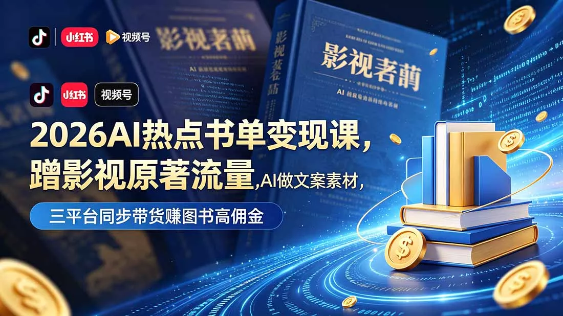 2026AI热点书单变现课，蹭影视原著流量，AI做文案素材，三平台同步带货赚图书高佣金 - 来及网络