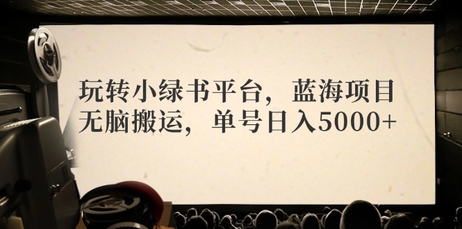 （12366期）玩转小绿书平台，蓝海项目，无脑搬运，单号日入5000+ - 来及网络