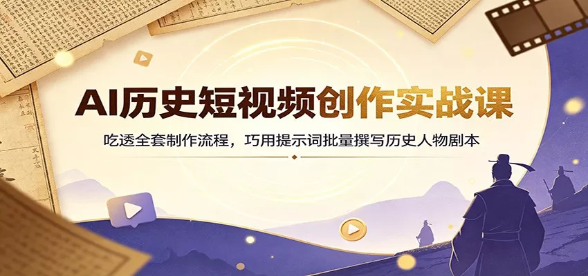 AI历史短视频创作实战课：吃透全套制作流程，巧用提示词批量撰写历史人物剧本 - 来及网络