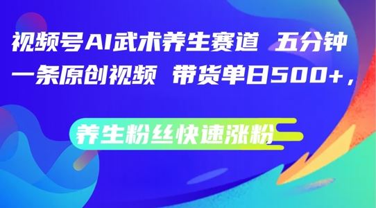 视频号AI武术养生赛道，五分钟一条原创视频，带货单日几张，养生粉丝快速涨粉【揭秘】 - 来及网络