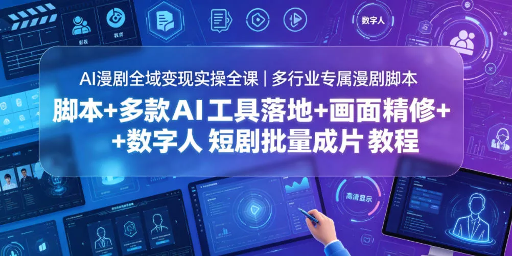 AI漫剧全域变现实操全课｜多行业专属漫剧脚本+多款AI工具落地+画面精修+数字人短剧批量成片全教程 - 来及网络