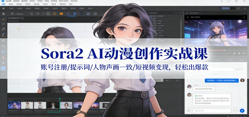Sora2 AI动漫创作实战课：账号注册/提示词/人物声画一致/短视频变现，轻松出爆款 - 来及网络