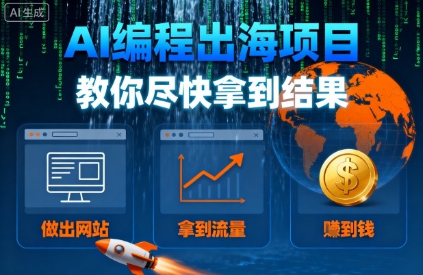 AI编程出海项目，教你尽快拿到结果-做出网站、拿到流量、賺到钱 - 来及网络