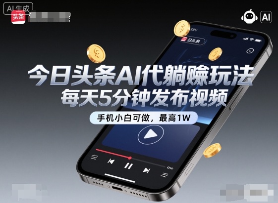 今日头条AI代躺賺玩法，每天5分钟发布视频，手机小白可做，最高1W+【揭秘】 - 来及网络
