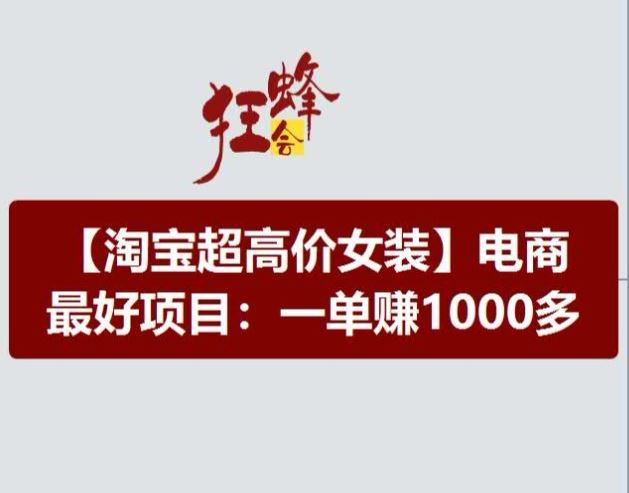 淘宝超高价女装项目，电商最好赛道，一单赚1000多 - 来及网络