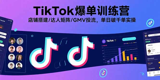 TikTok爆单训练营，店铺搭建/达人矩阵/GMV投流，单日破千单实操 - 来及网络