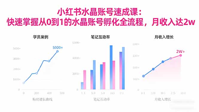 2025小红书水晶账号速成课：快速掌握从0-1水晶账号孵化全流程，月收入达2w - 来及网络
