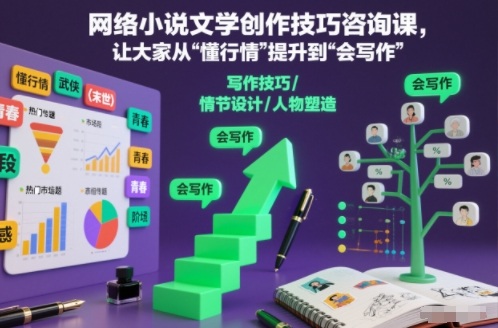 网络小说文学创作技巧咨询课，让大家从“懂行情”提升到”会写作”的高度 - 来及网络