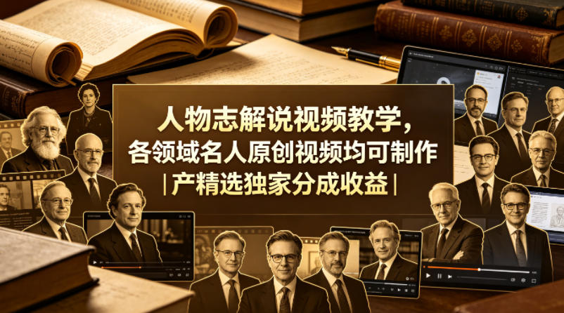 人物志解说视频教学，各领域名人原创视频均可制作丨精选独家分成收益(更新0430) - 来及网络