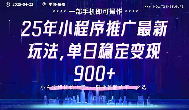 （14494期）25年小程序推广最新玩法，单日稳定变现900+，小白轻松上手 - 来及网络