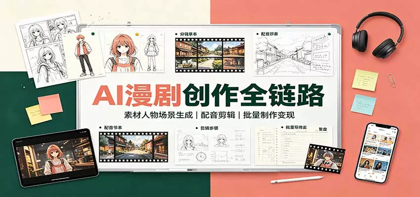 AI漫剧创作全链路：素材人物场景生成，配音剪辑，批量制作变现 - 来及网络