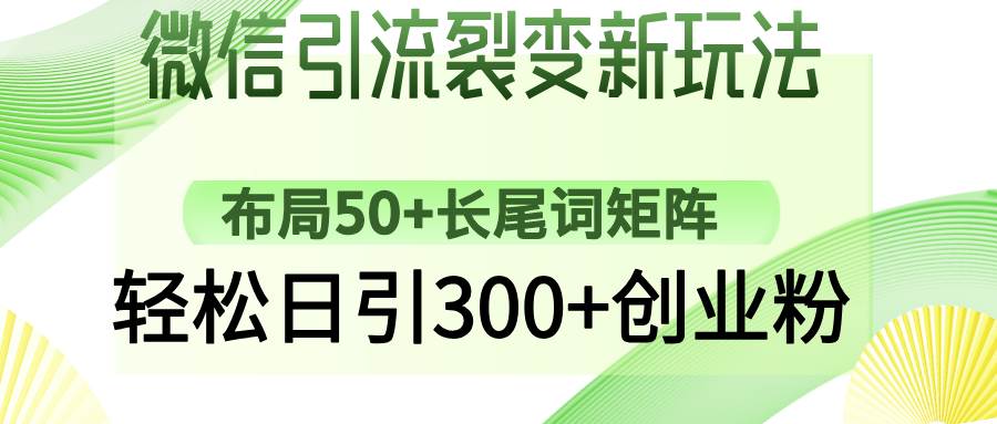 （14451期）微信引流裂变新玩法：布局50+长尾词矩阵，轻松日引300+创业粉 - 来及网络