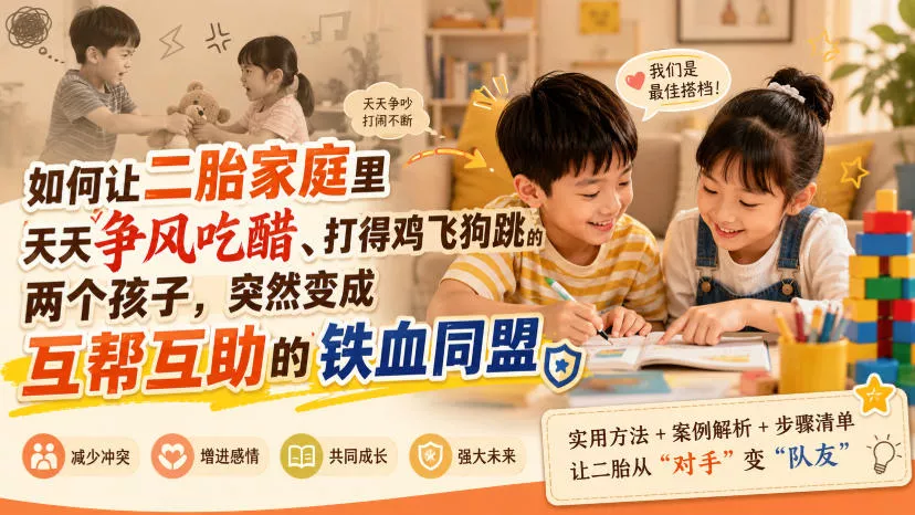 付费文章：如何让二胎家庭里天天争风吃醋、打得鸡飞狗跳的两个孩子，突然变成互帮互助的铁血同盟？ - 来及网络