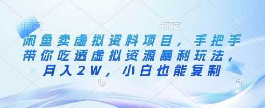 闲鱼卖虚拟资料项目，手把手带你吃透虚拟资源暴利玩法，月入2W，小白也能复制 - 来及网络