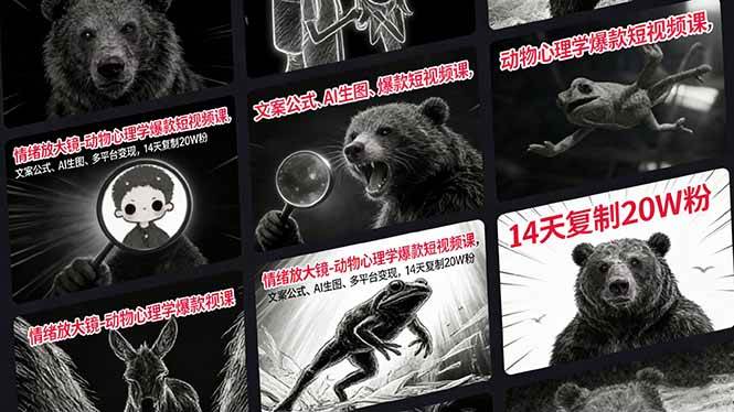 （17376期）情绪放大镜-动物心理学爆款短视频课，文案公式、AI生图、多平台变现，14天复制20W粉 - 来及网络