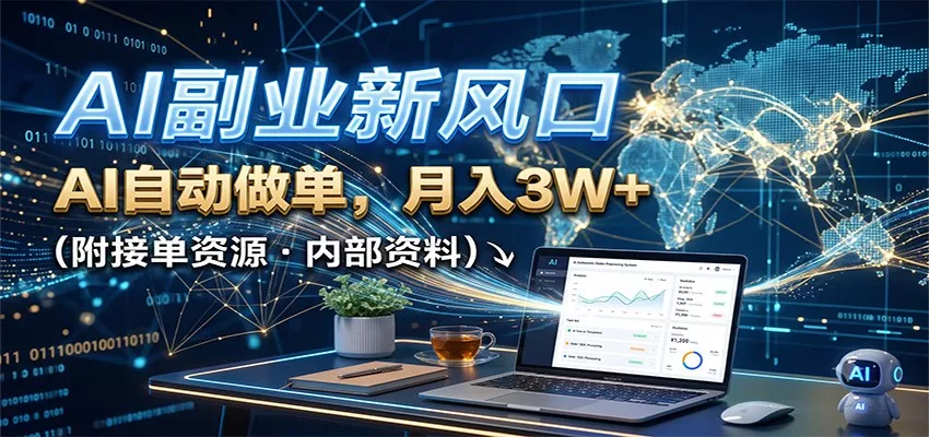 AI副业新风口，AI自动做单，月入3W+，附接单资源 - 来及网络