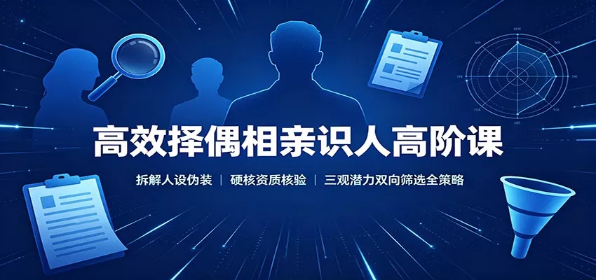 高效择偶相亲识人高阶课：拆解人设伪装，硬核资质核验，三观潜力双向筛选全策略 - 来及网络