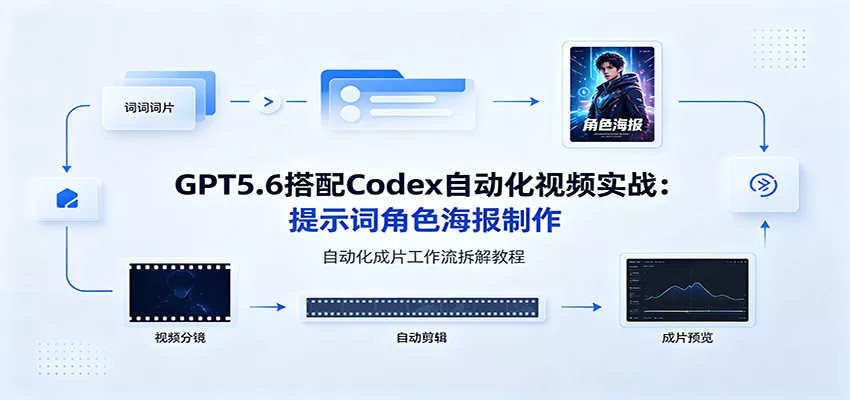 GPT5.6搭配Codex自动化视频实战：提示词角色海报制作，自动化成片工作流拆解教程 - 来及网络