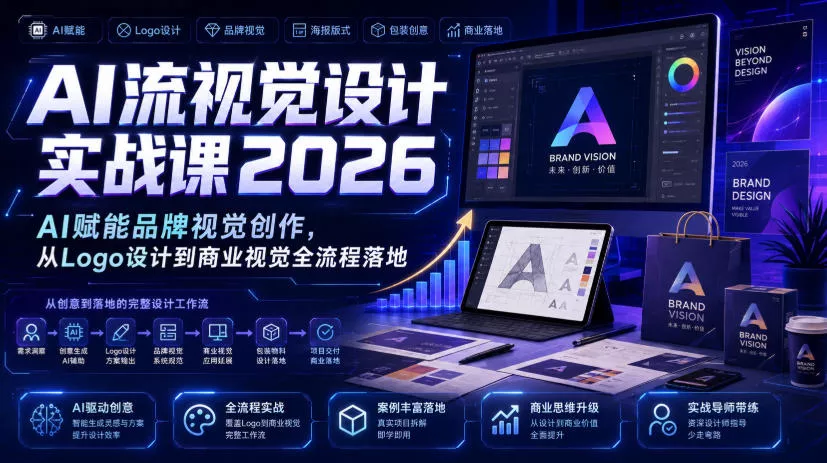 AI流视觉设计实战课2026：AI赋能品牌视觉创作，从Logo设计到商业视觉全流程落地 - 来及网络