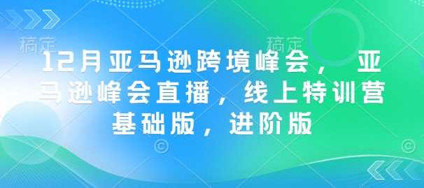 12月亚马逊跨境峰会， 亚马逊峰会直播，线上特训营基础版，进阶版 - 来及网络