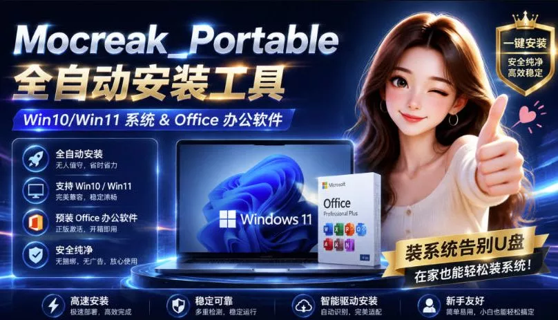 Mocreak全自动安装office和win10、win11系统，告别U盘装系统，使用安全可靠 - 来及网络