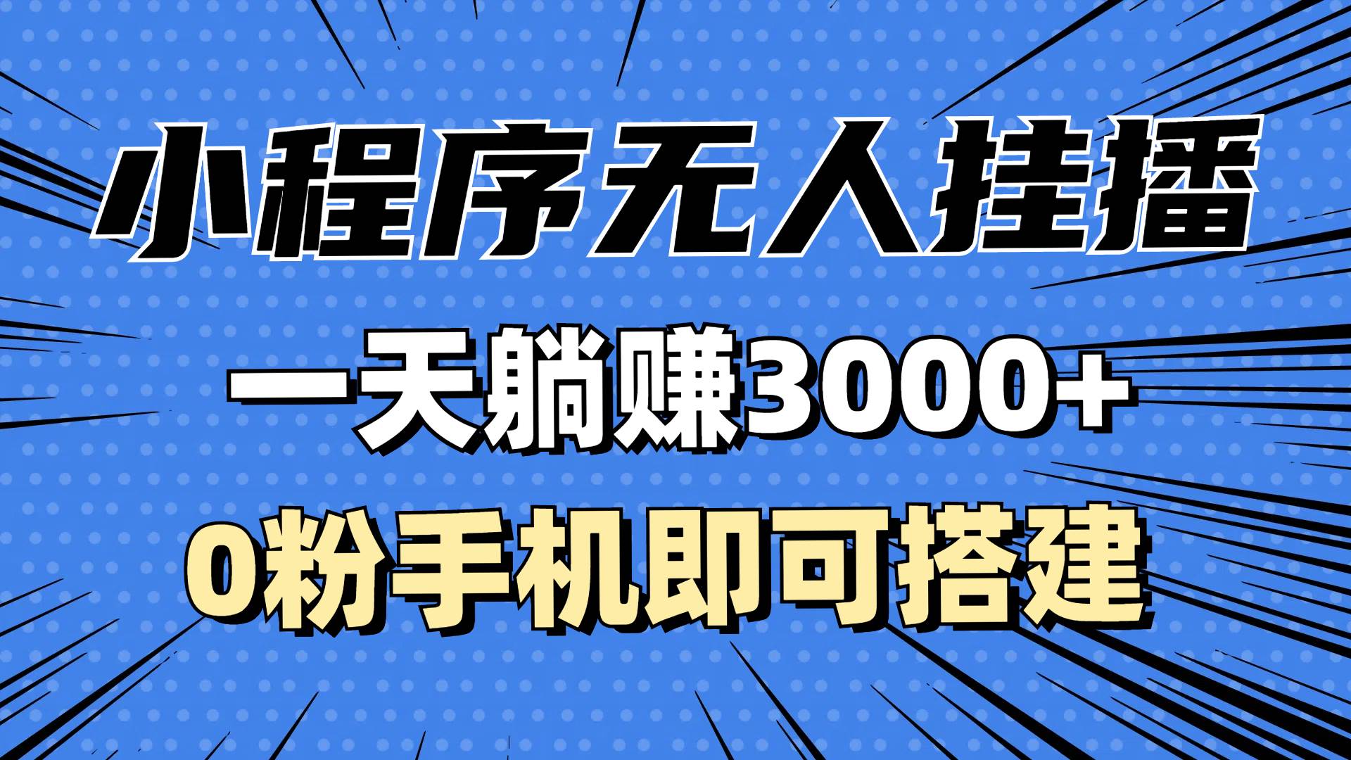（13209期）抖音小程序无人挂播，一天躺赚3000+，0粉手机可搭建，不违规不限流，小… - 来及网络