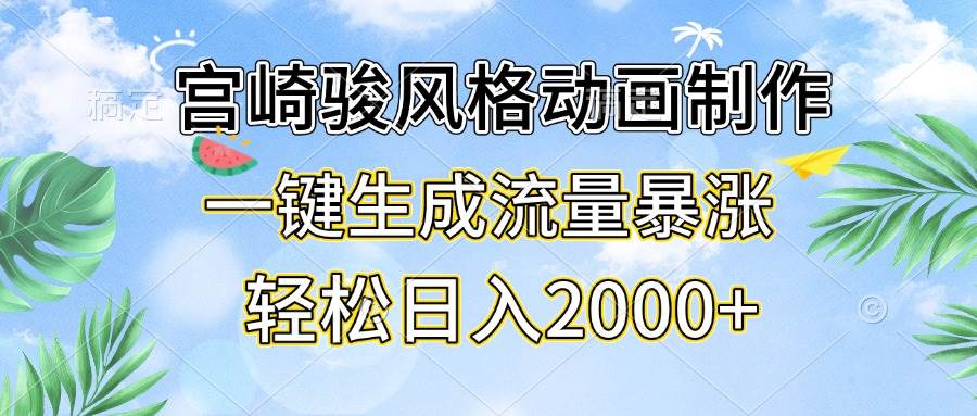 （13386期）宫崎骏风格动画制作，一键生成流量暴涨，轻松日入2000+ - 来及网络