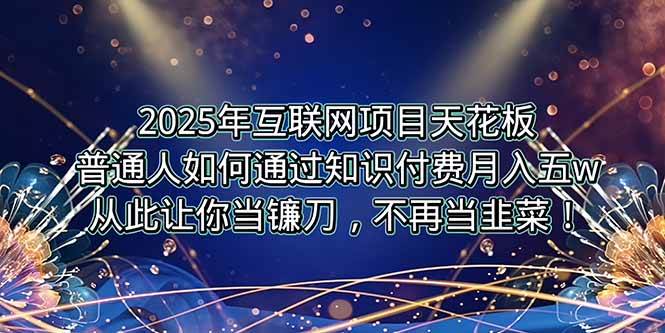 （15354期）2025年互联网项目天花板，普通人如何通过卖项目实现逆风翻盘，月入5W＋！ - 来及网络