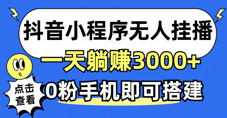 （12988期）抖音小程序无人直播，一天躺赚3000+，0粉手机可搭建，不违规不限流，小… - 来及网络