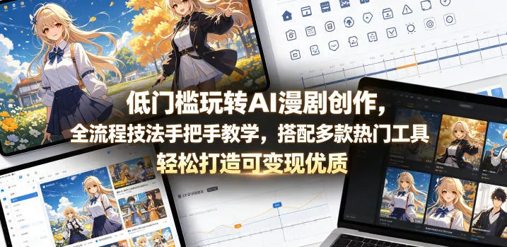 低门槛玩转AI漫剧创作，全流程技法手把手教学，搭配多款热门工具，轻松打造可变现优质作品 - 来及网络