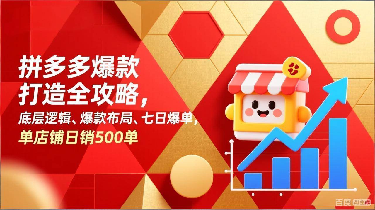 （17346期）拼多多爆款打造全攻略，底层逻辑、爆款布局、七日爆单，单店铺日销500单 - 来及网络
