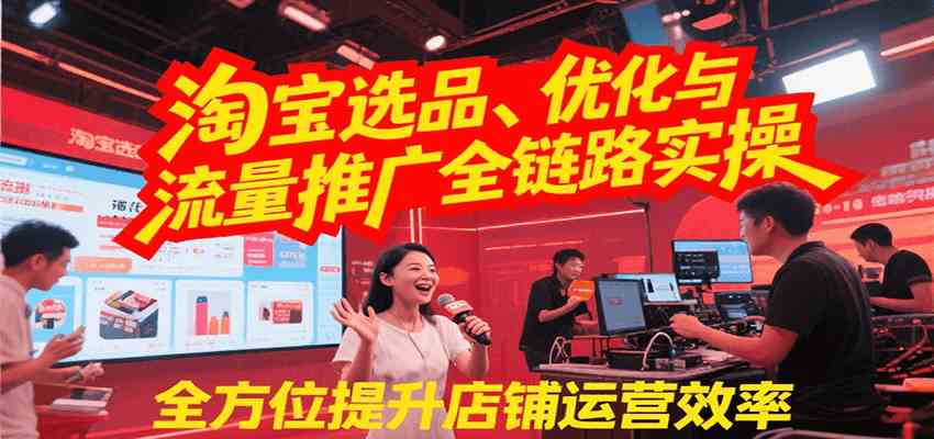 淘宝选品、优化与流量推广全链路实操，全面提升店铺运营效率 - 来及网络
