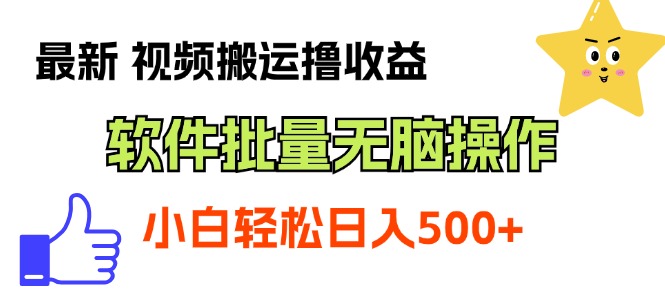 （11386期）最新视频搬运撸收益，软件无脑批量操作，新手小白轻松上手 - 来及网络