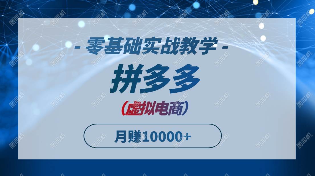 （14880期）拼多多虚拟电商，零基础实战教学，快速打爆商品，新手也能月入10000+ - 来及网络