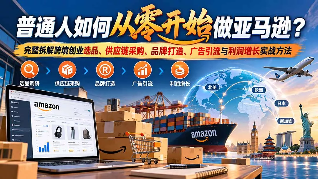 普通人如何从零开始做亚马逊？完整拆解跨境创业选品、供应链采购、品牌打造、广告引流与利润增长实战方法 - 来及网络