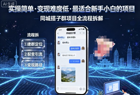 实操简单，变现难度低，最适合新手小白做的项目，每天轻松收入3张，同城搭子群项目全流程拆解 - 来及网络