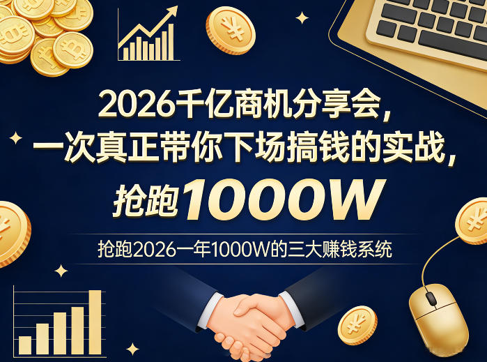 2026千亿商机分享会，一次真正带你下场搞钱的实战，抢跑2026一年1000W的三大賺钱系统 - 来及网络