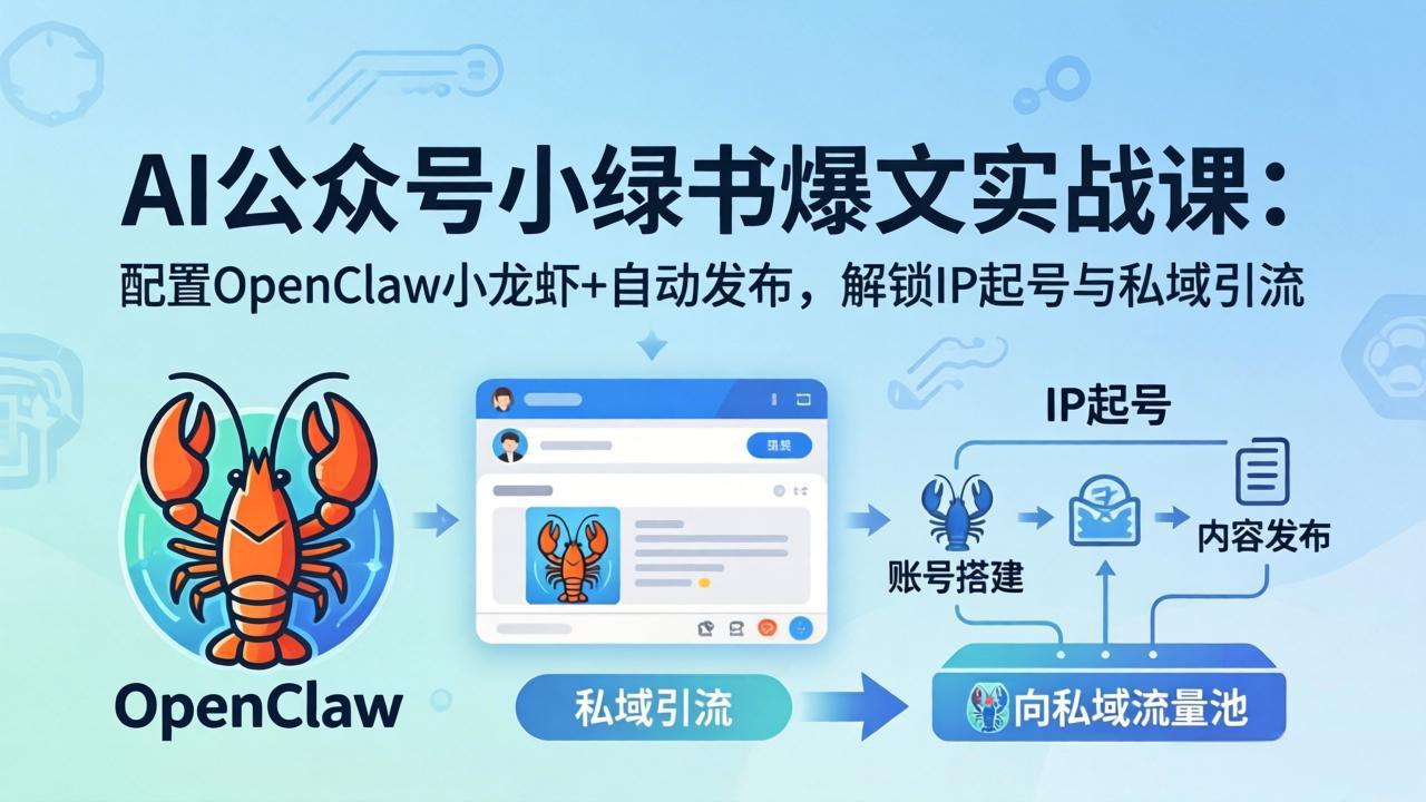 AI公众号小绿书变现实战课：小绿书爆文写作+OpenClaw自动发布，解锁IP起号与私域引流 - 来及网络
