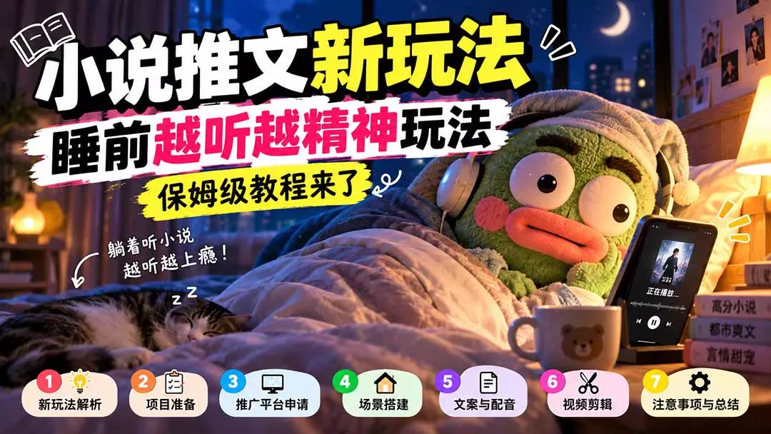 小说推文新玩法，睡前越听越精神玩法，保姆级教程来了 - 来及网络