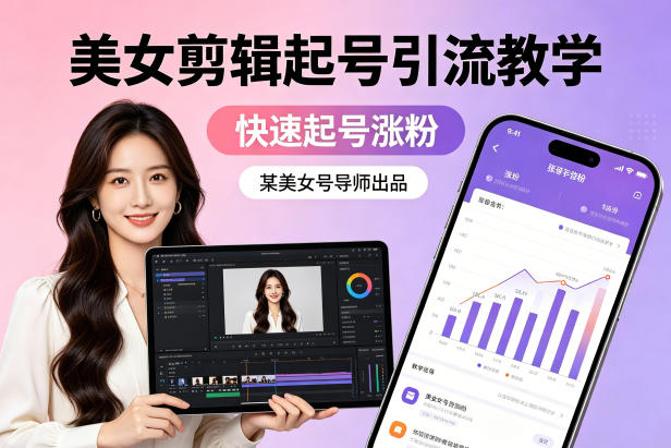 某美女号导师出品：美女剪辑起号引流教学，快速起号涨粉 - 来及网络
