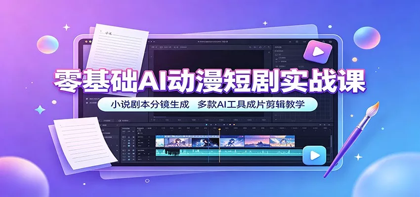 零基础AI动漫短剧实战课：小说剧本分镜生成，多款AI工具成片剪辑教学 - 来及网络