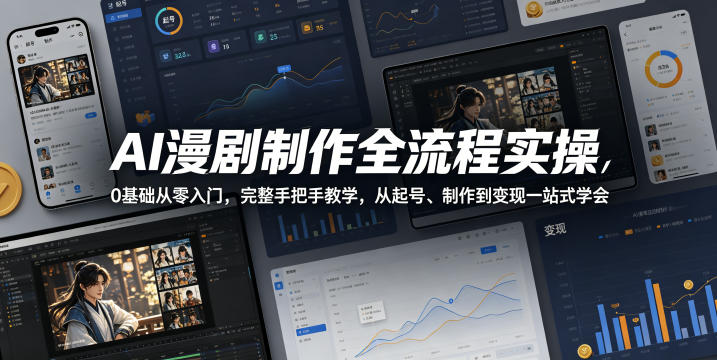 AI漫剧制作全流程实操，0基础从零入门，完整手把手教学，从起号、制作到变现一站式学会 - 来及网络